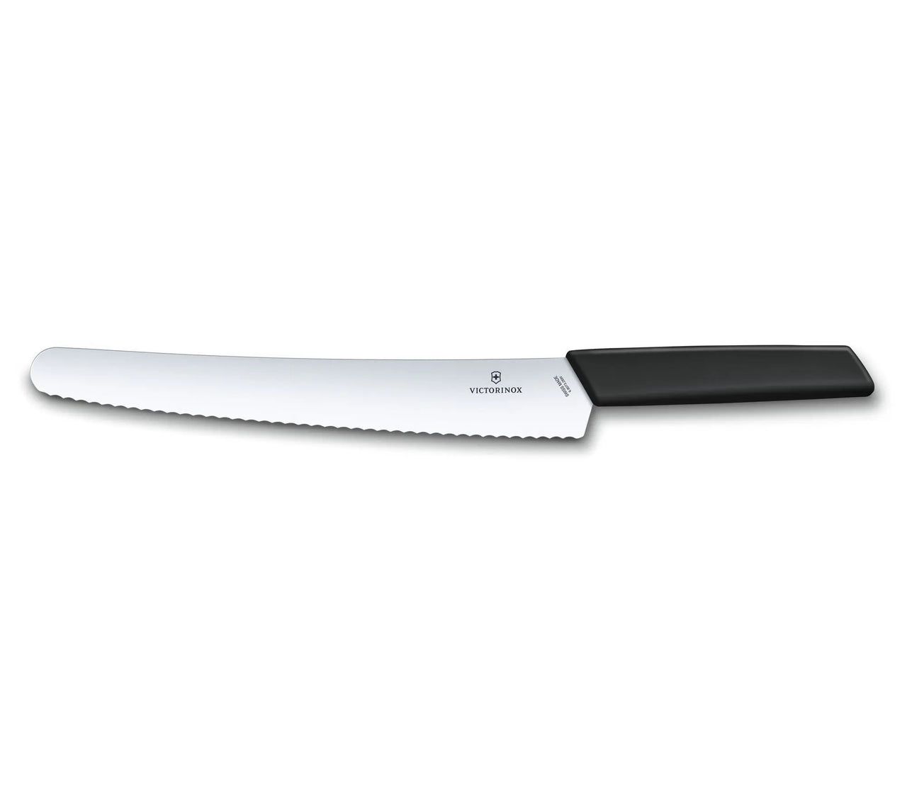 VICTORINOX Swiss Modern Bread &amp; Pastry Knife, 26cm - Black - Wavy Edge