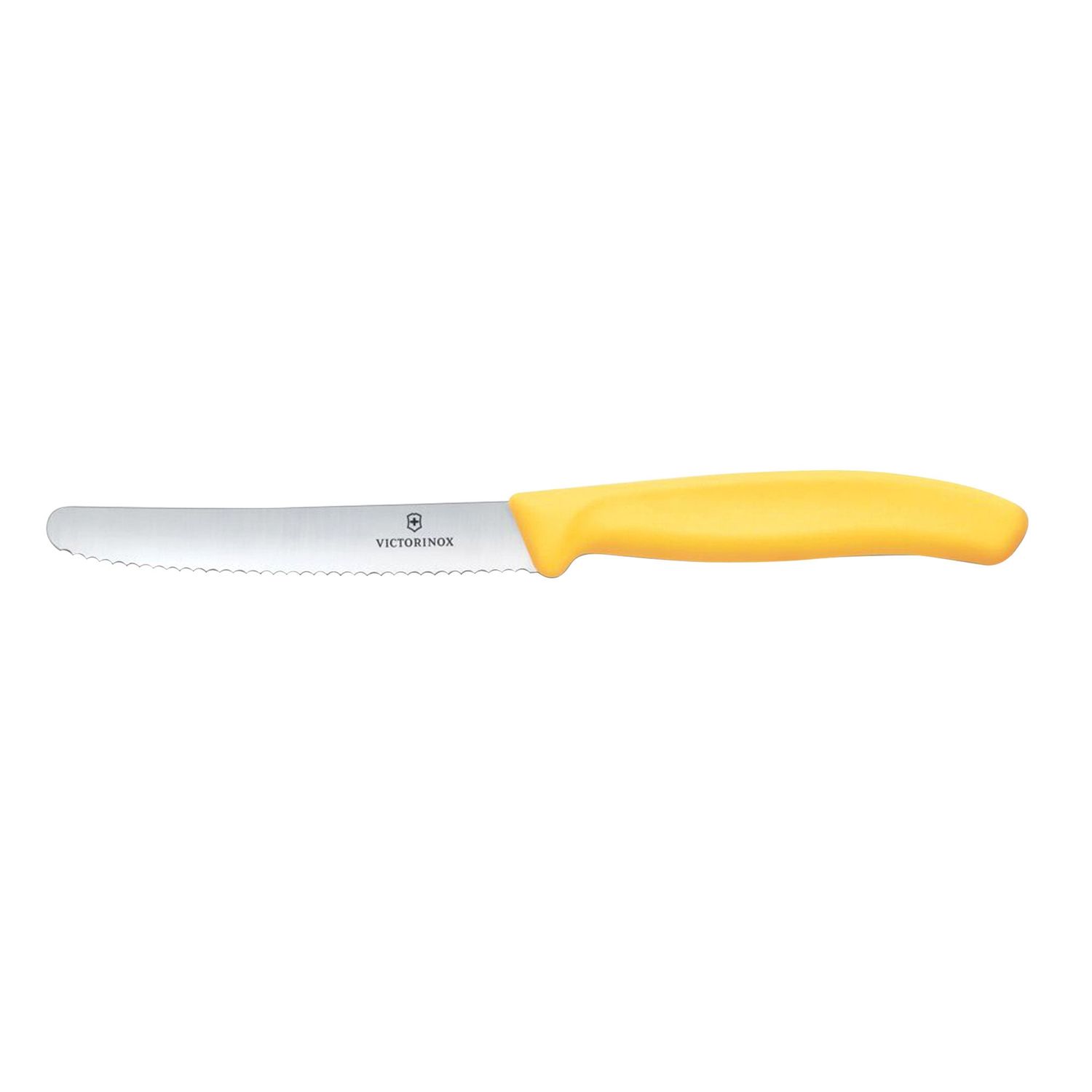 VICTORINOX Steak &amp; Tomato Knife - Round Tip, Wavy Edge - 11cm - Yellow T