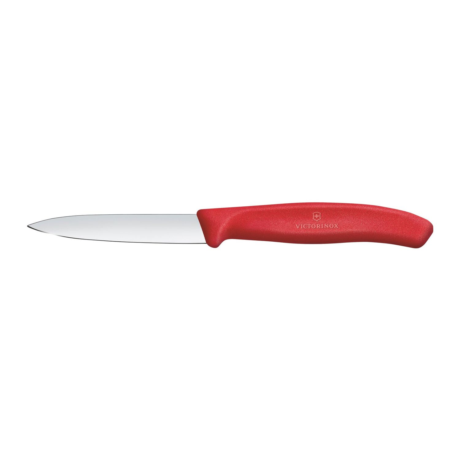 VICTORINOX Paring Knife - Pointed Tip - Red - 8 cm - Straight Edge Blade Protector