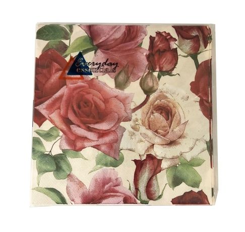 BANKSIA ROSE HOME Watercolour Rose Napkins 20 Pack 30 X 30CM