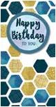 WORLD OF GREETINGS Money Wallet Birthday Male General - Blue / Goldhexagon