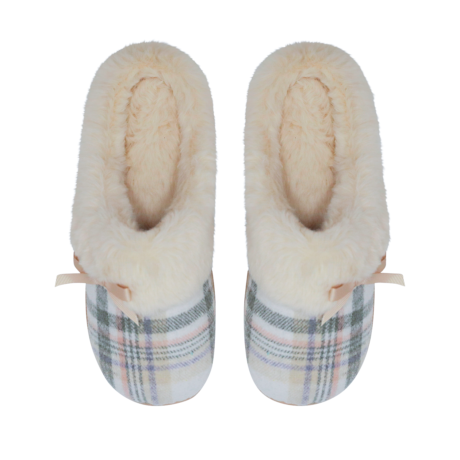 SNUGGUPS Womens Slide Slippers - Cream Plaid - EU41-42