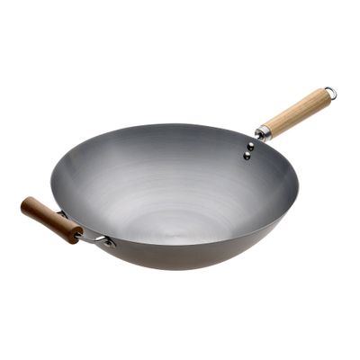 PYROLUX Wok with Wood Long and Helper Handle - 36cm