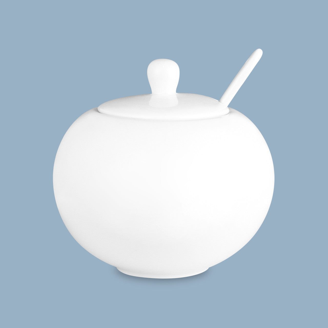 WILKIE BROTHERS Cuisine Round Sugar Bowl with Spoon - 500ml - New Bone Porcelain