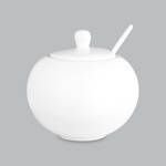 WILKIE BROTHERS Cuisine Round Sugar Bowl with Spoon - 500ml - New Bone Porcelain