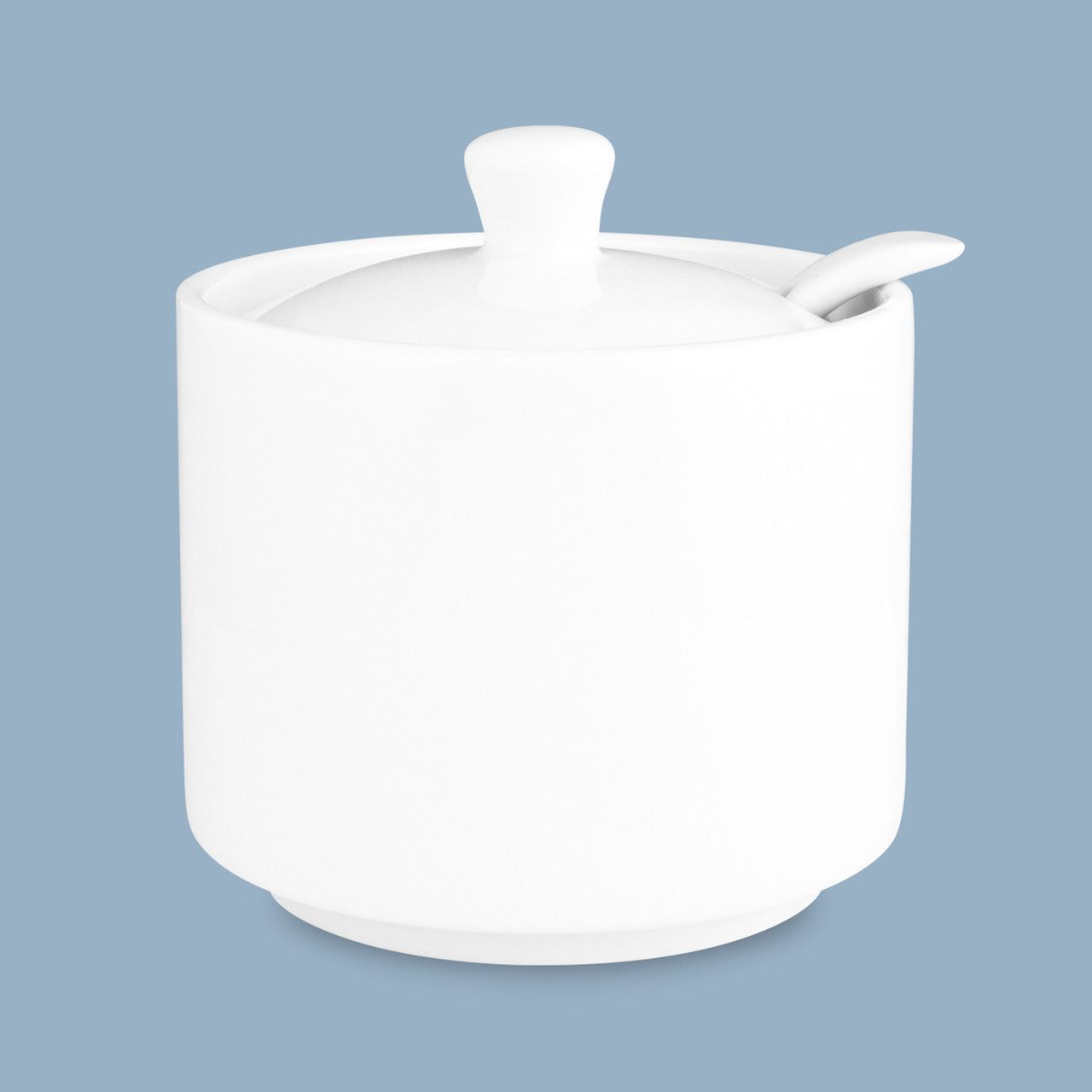 WILKIE BROTHERS Cuisine Straight Sugar Bowl with Spoon - 240ml - New Bone Porcelain