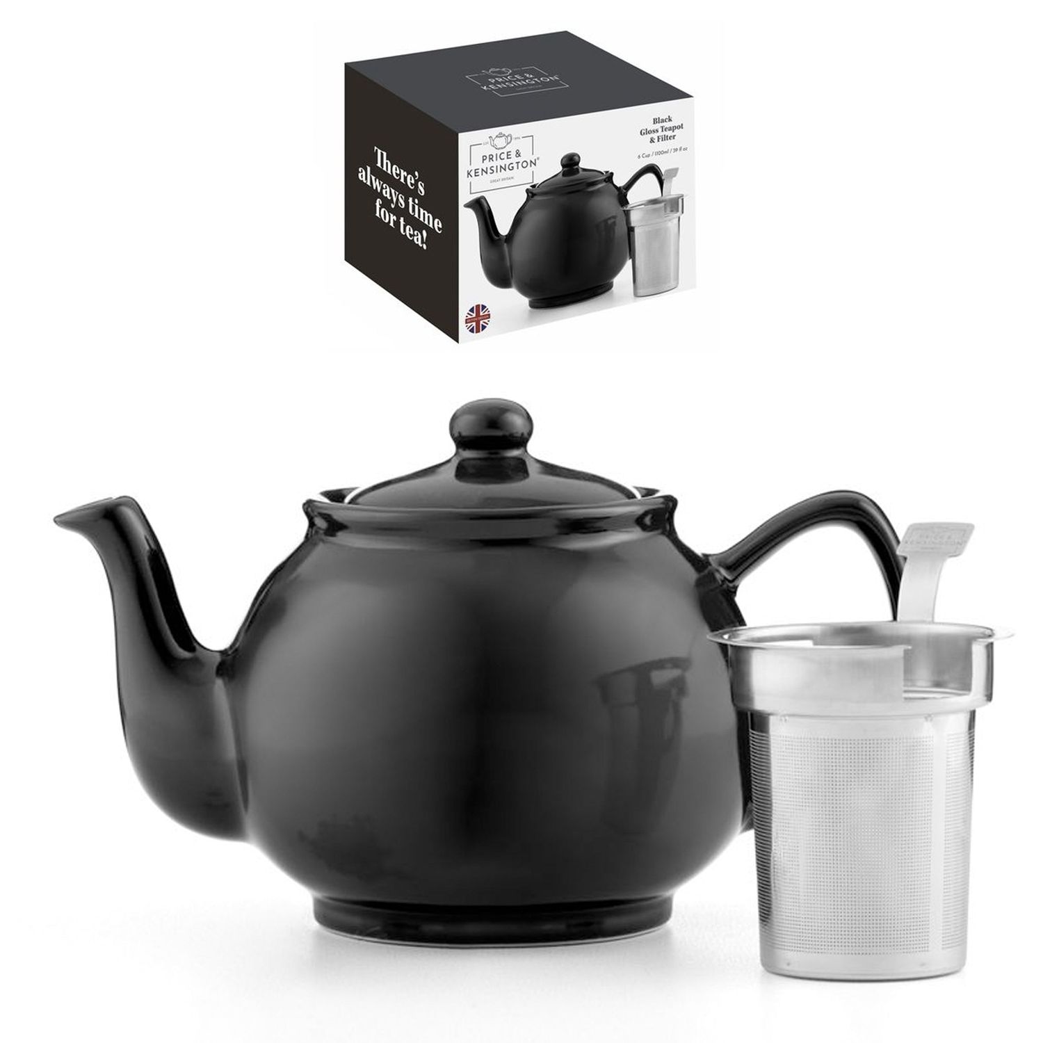 PRICE &amp; KENSINGTON Teapot 1100ml/6 Cup - Black Gloss