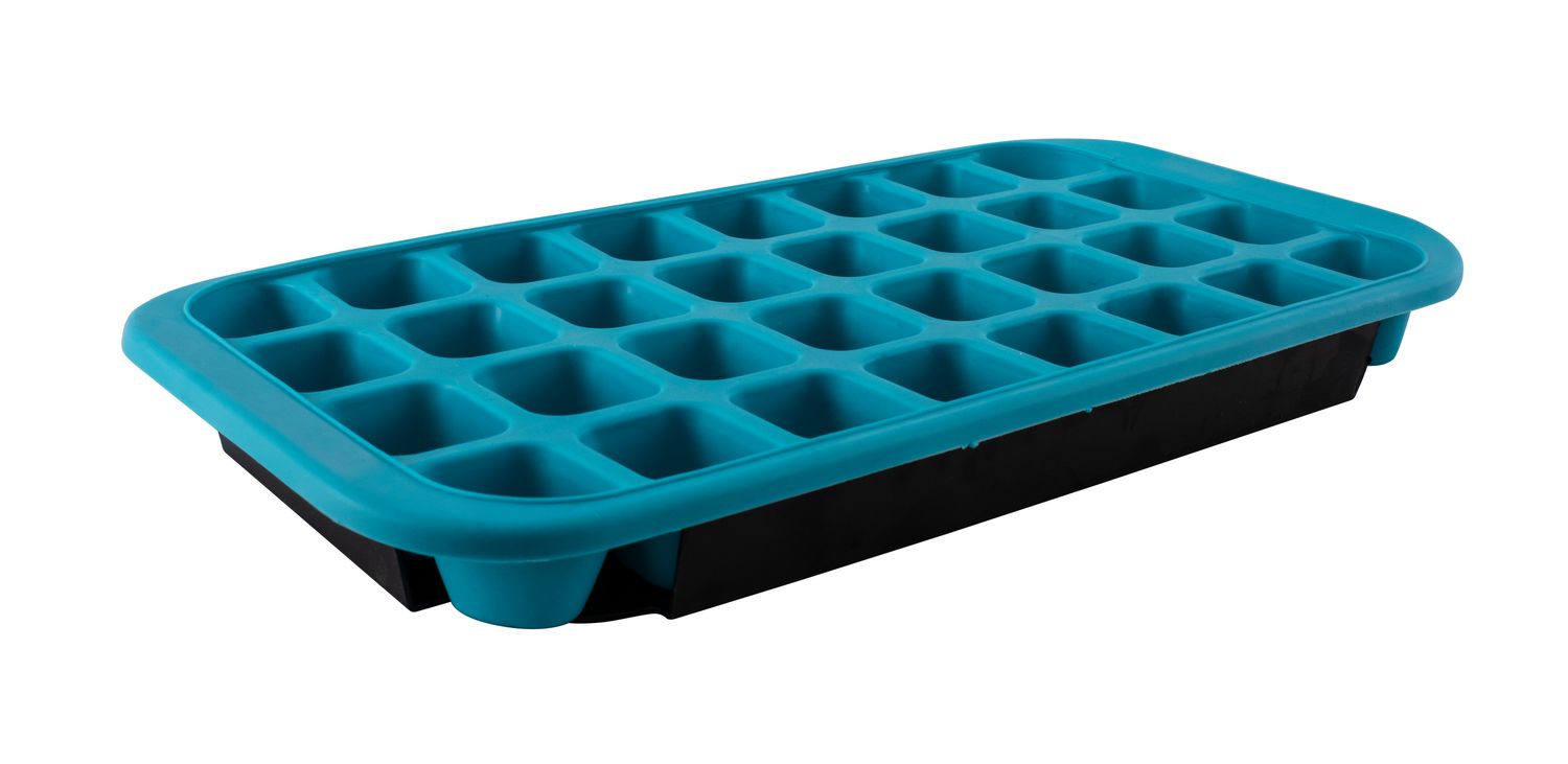AVANTI 32 Cup Flexible Ice Cube Tray with Base Tray - Blue