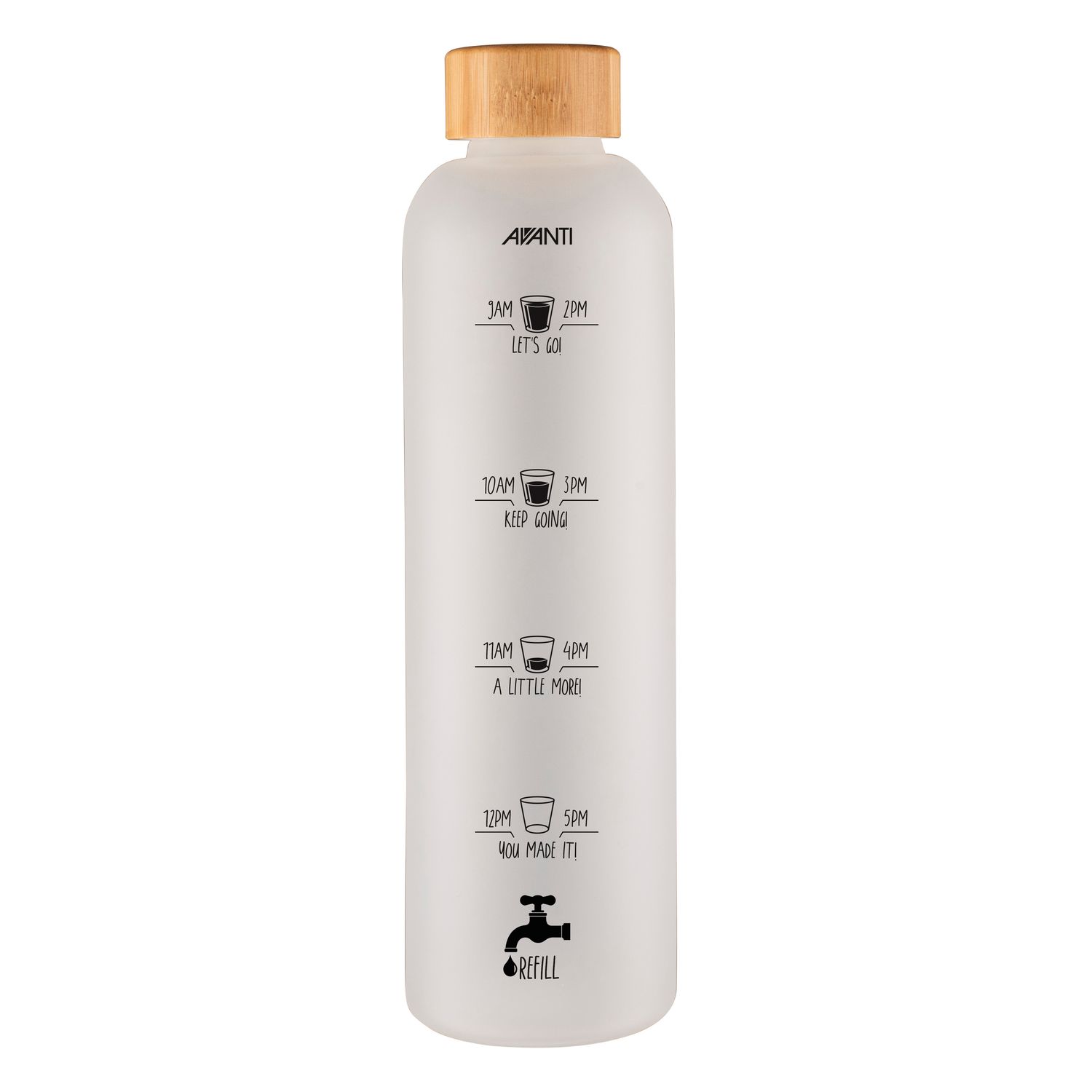 AVANTI Drink More Velvet Glass Water Bottle, 1 Litre - Frosted White
