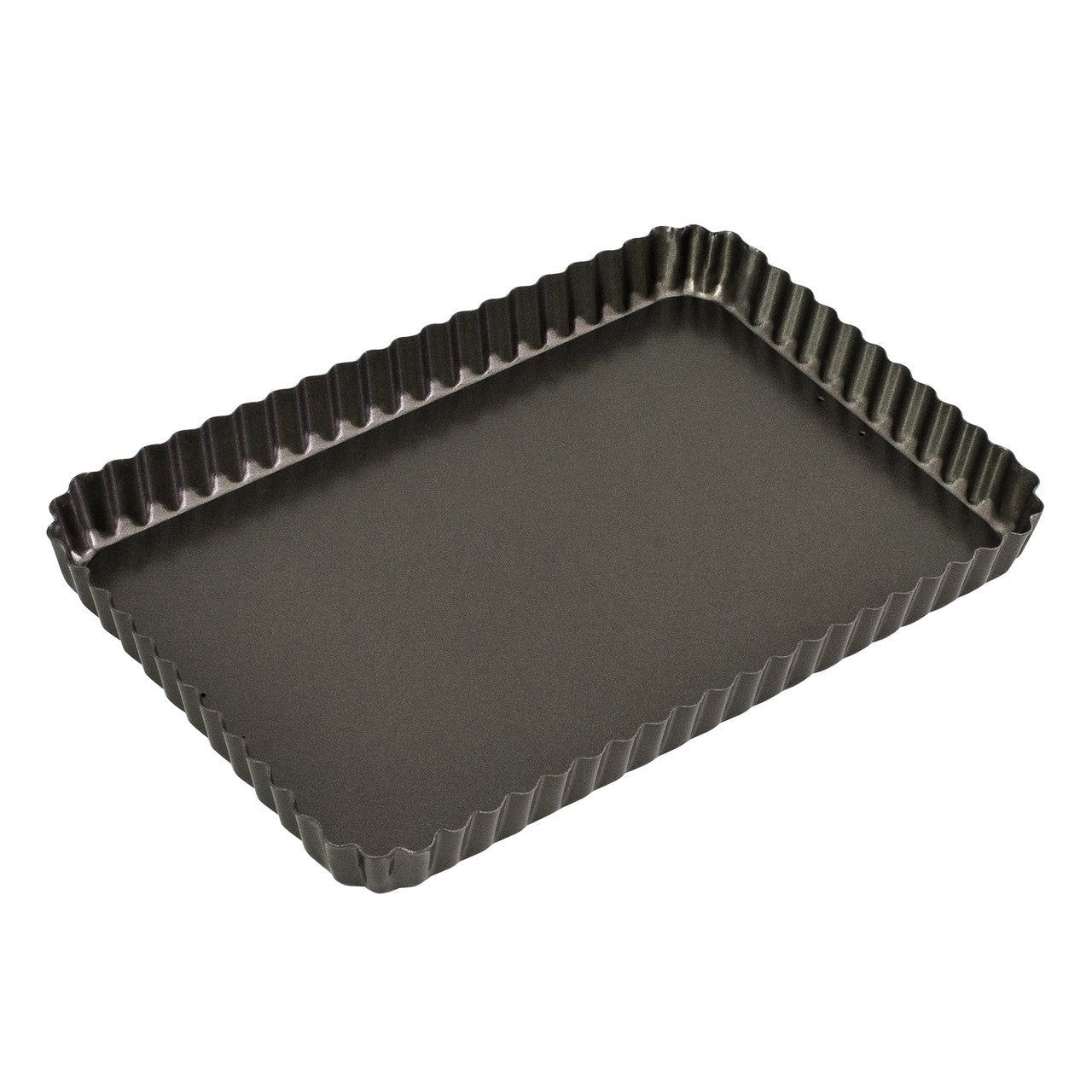 BAKEMASTER Loose Base Fluted Rectangular Flan / Quiche Pan, 31 x 21 x 35cm