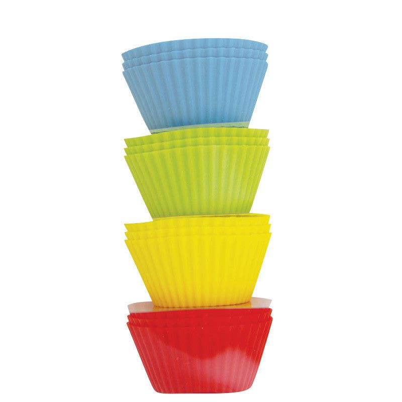 AVANTI Silicone Muffin Cups, 9cm - Set of 12 (3 X Red / 3 X Blue / 3 X Green /3 X Yellow)