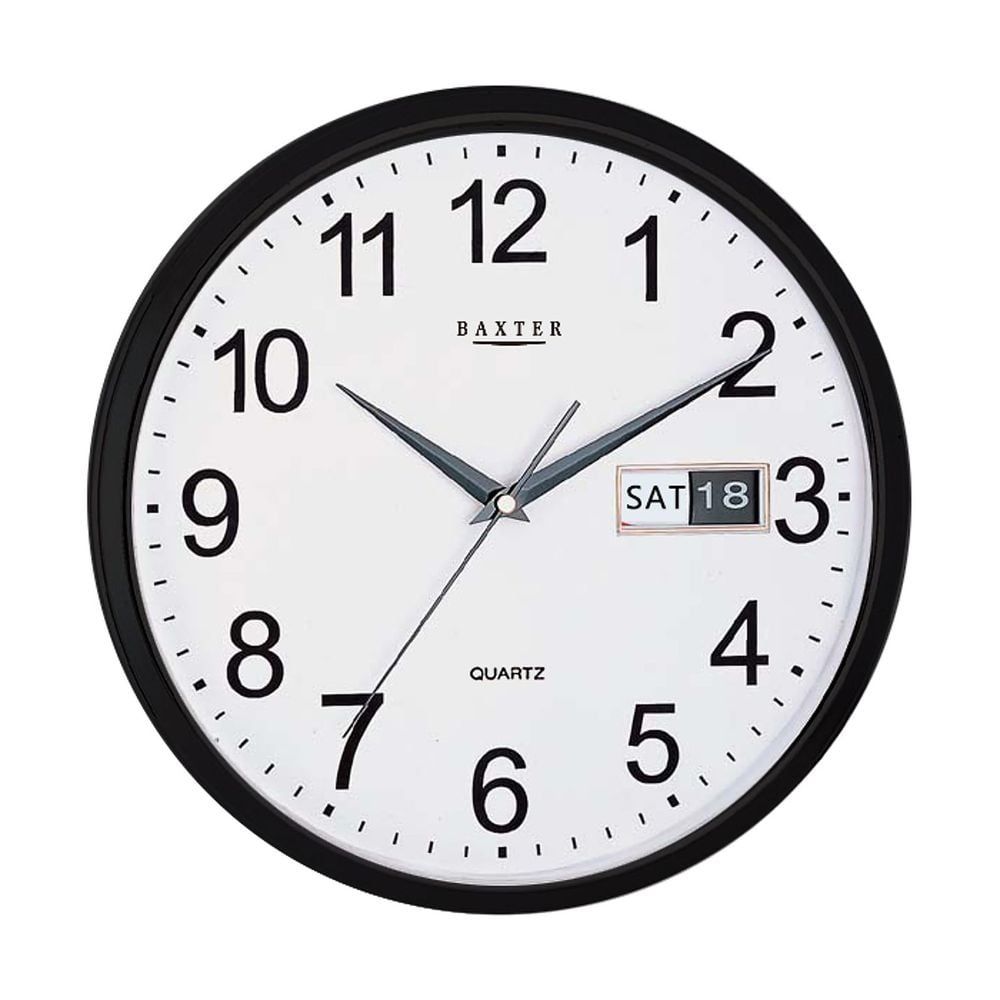 BAXTER Windsor Wall Clock Arabic Numeral / Day and Date - Black Rim