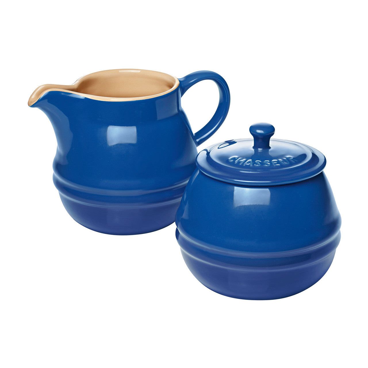 CHASSEUR La Cuisson Sugar Bowl &amp; Creamer - 350ml &amp; 450ml Set - Blue