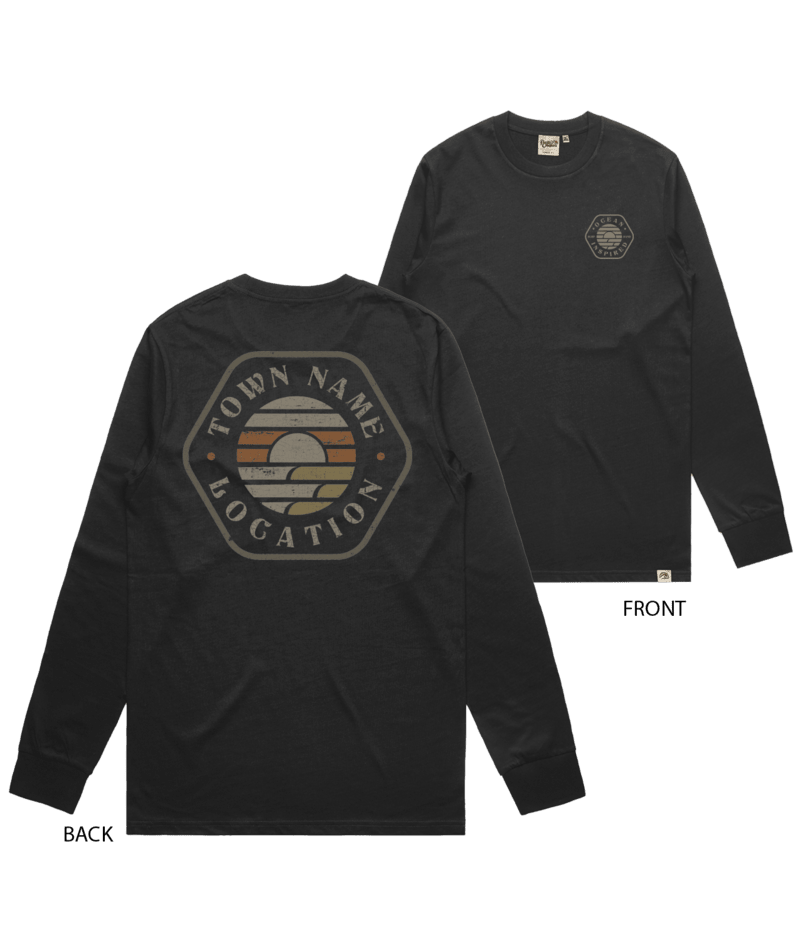 PACIFIC CREATIONS Men's L/S T - Hex Wave - Washed Black