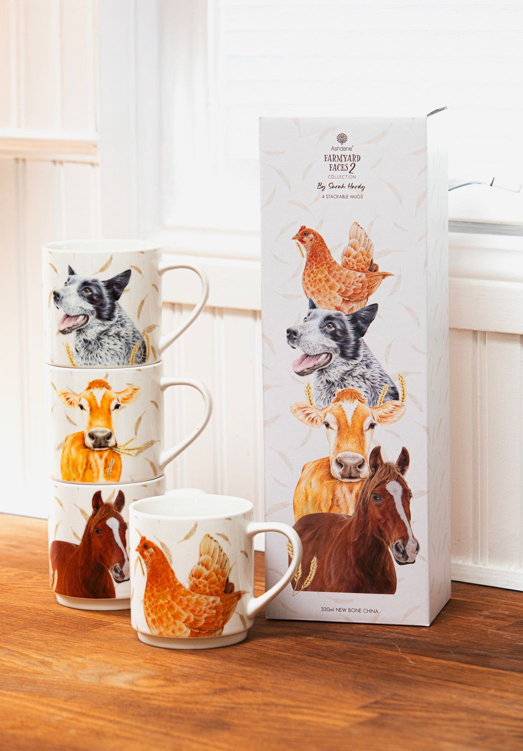 ASHDENE Farmyard Faces 2 Stackable 4pk Mug