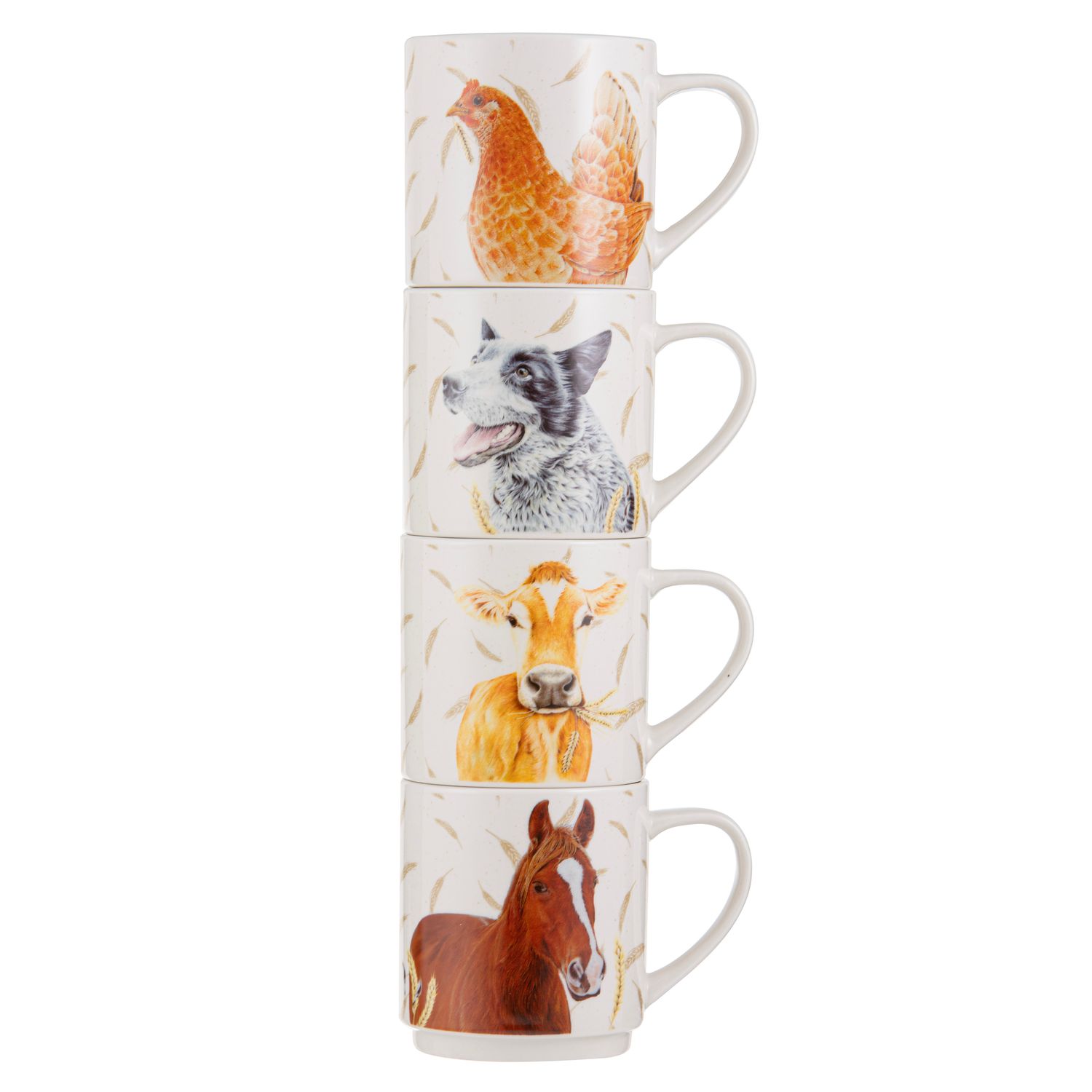 ASHDENE Farmyard Faces 2 Stackable 4pk Mug
