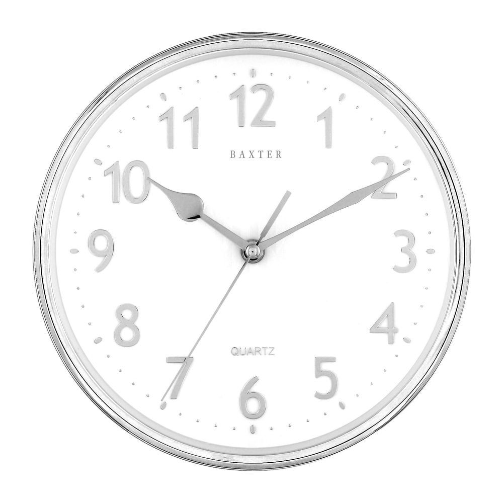 BAXTER Emory Wall Clock Arabic Numeral / 3D Foil Embossed - Silver Electroplated