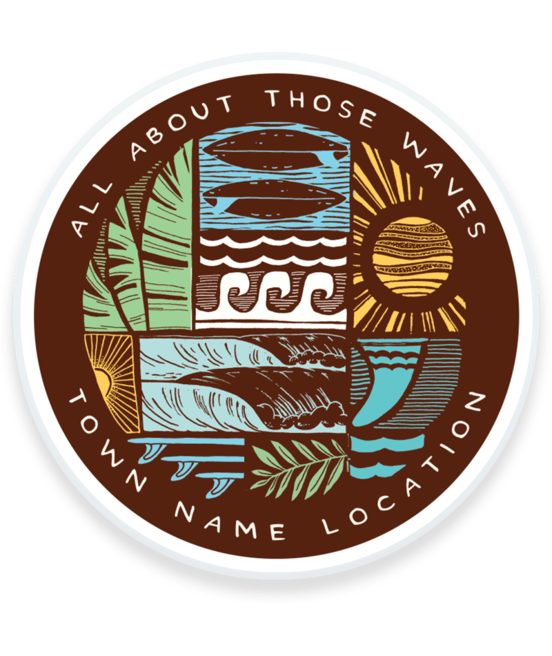 EARTH NYMPH Boys' Circle Magnet - Surf Scene