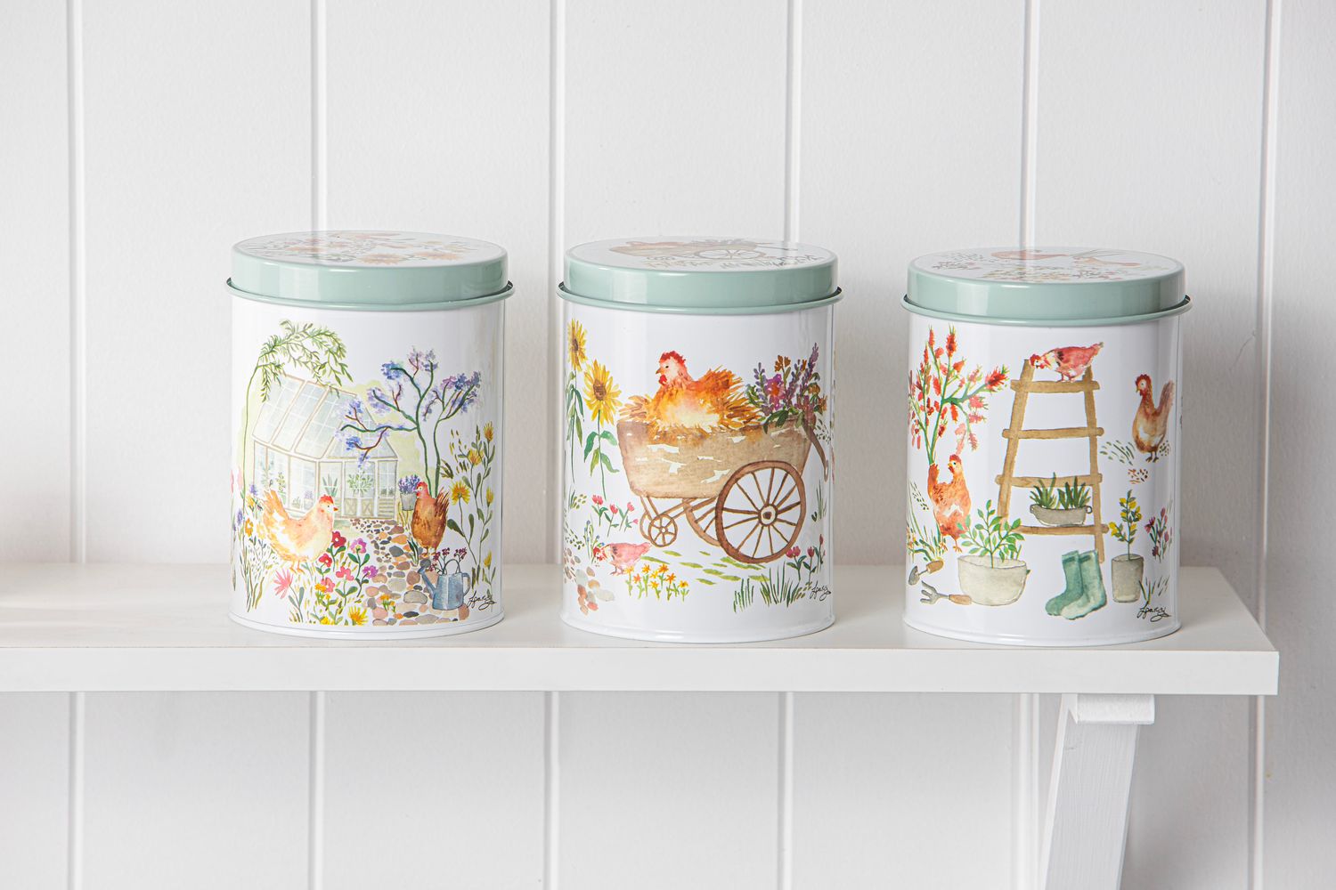 ASHDENE Garden Hens 3pk Canister