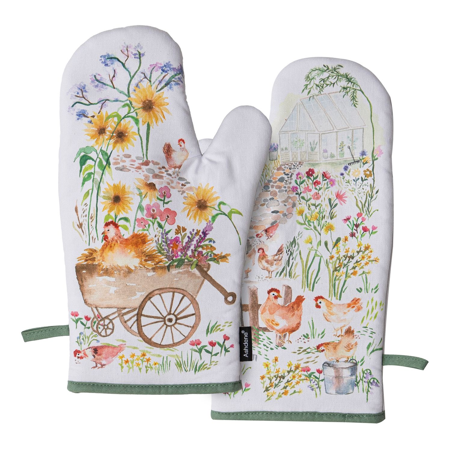 ASHDENE Garden Hens 2pk Oven Mitt