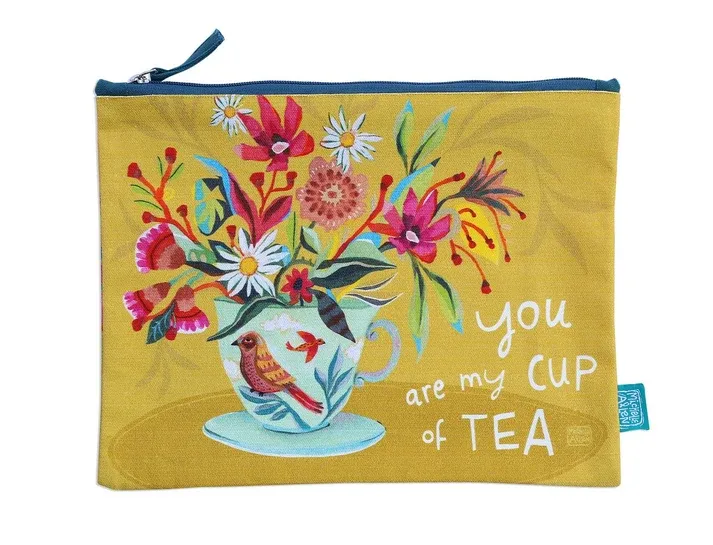 ALLEN DESIGNS Cup Of Tea Cotton Pouch