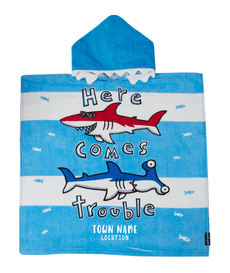 EARTH NYMPH Boys' Towel Cape - Here Comes Trouble - Blue
