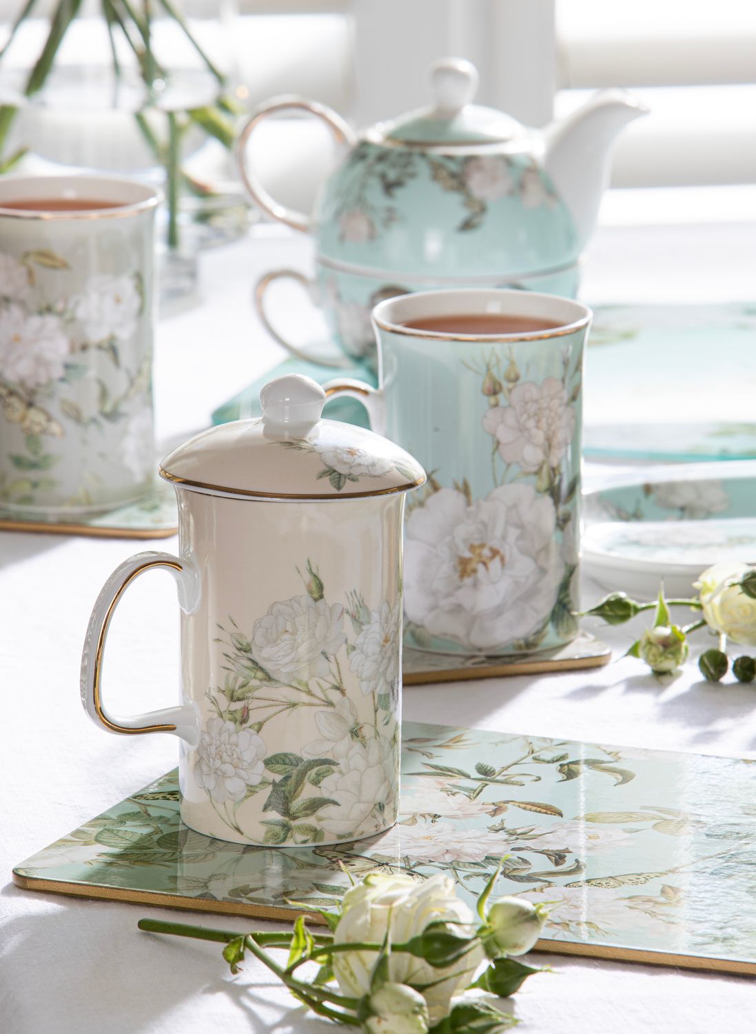 ASHDENE Elegant Rose Cream 3 Piece Infuser