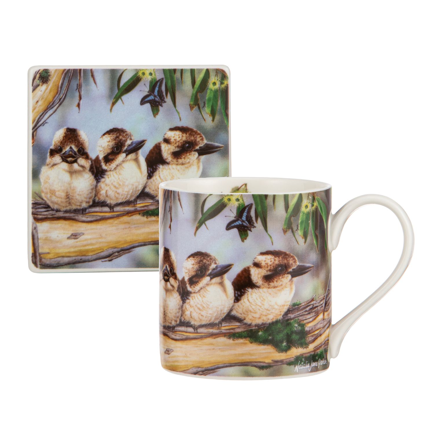 ASHDENE Babies Of The Bush Kookaburra Mug &amp; Coaster Set
