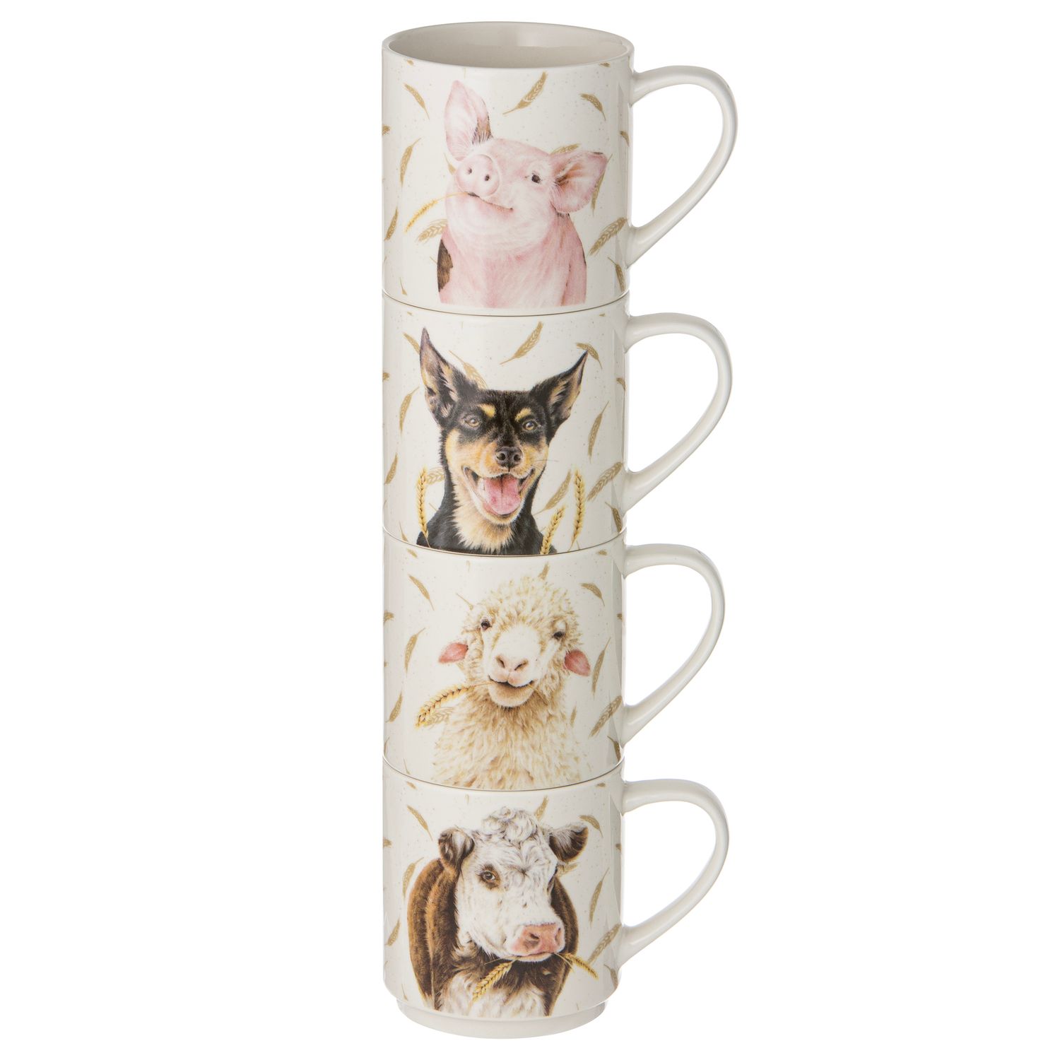 ASHDENE Farmyard Faces Stackable 4pk Mug