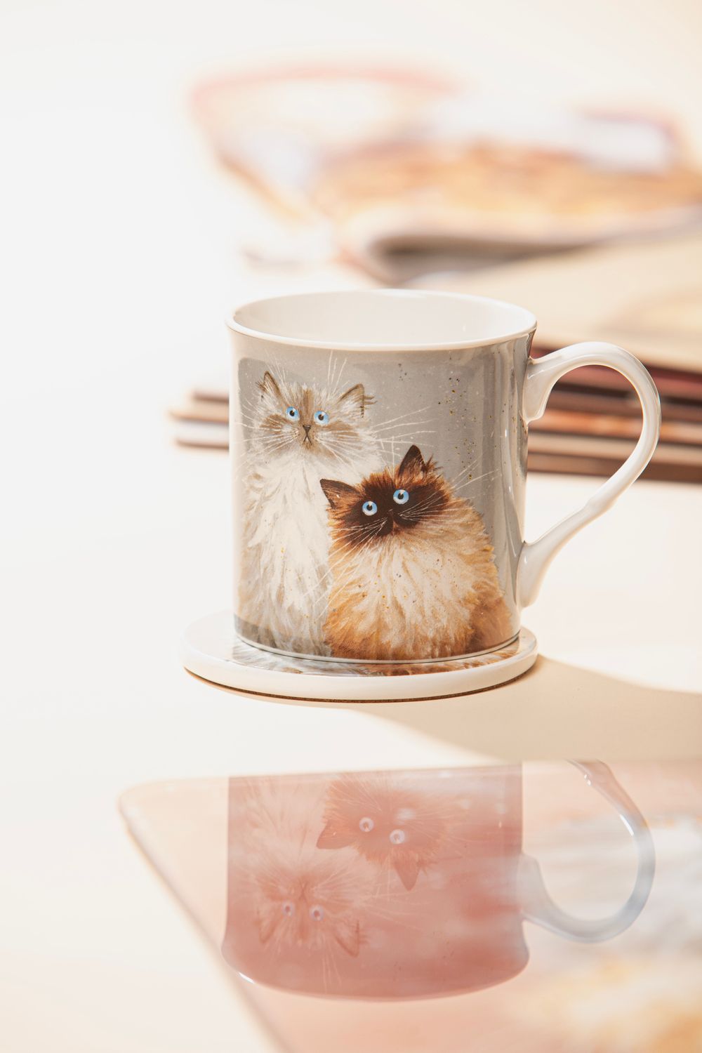 ASHDENE Kim's Cats Mug &amp; Coaster Set - Sully &amp; Bucky