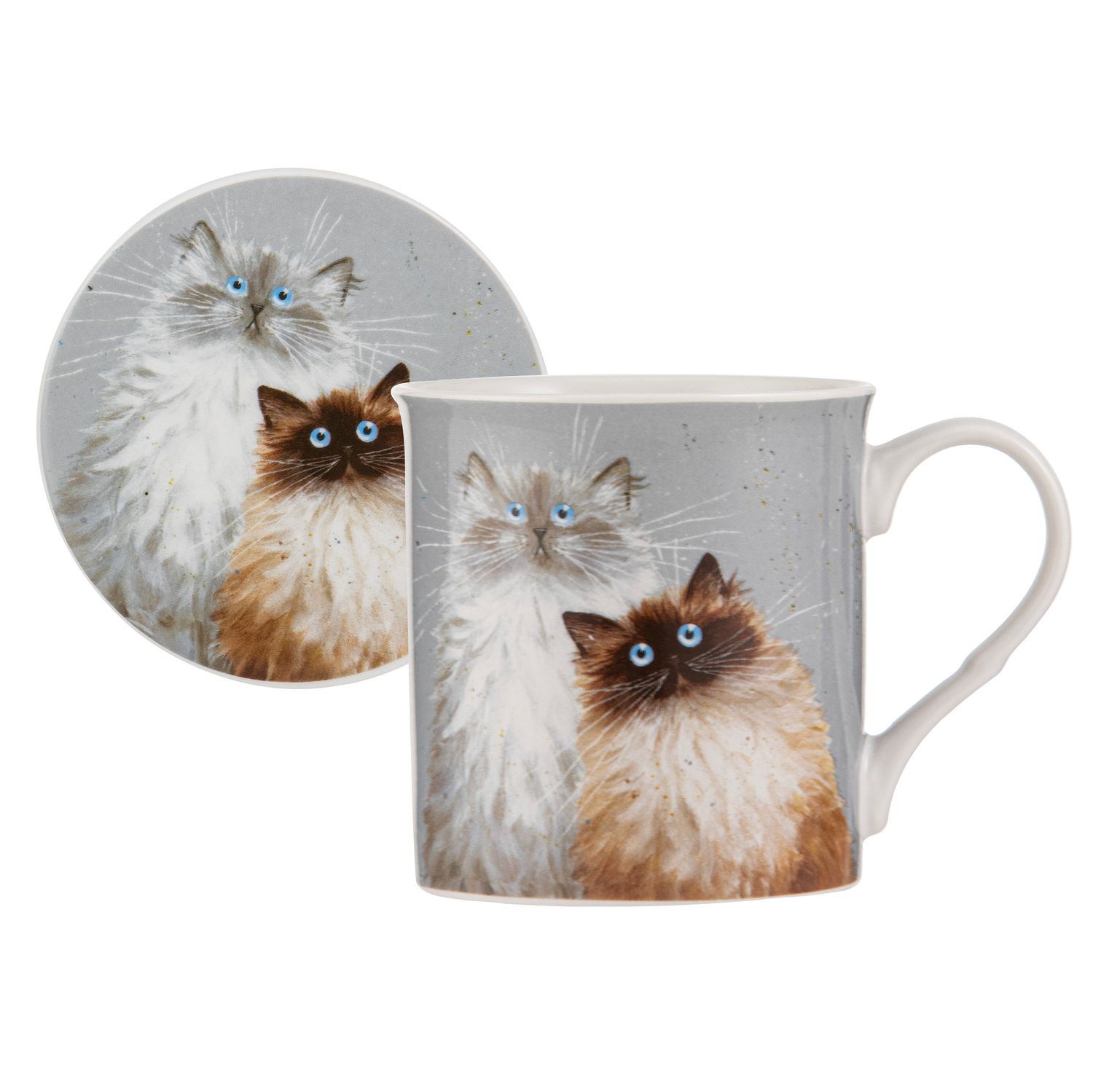 ASHDENE Kim's Cats Mug &amp; Coaster Set - Sully &amp; Bucky