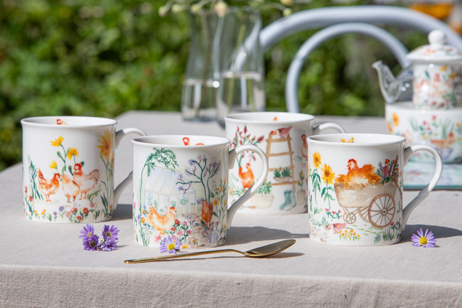 ASHDENE Garden Hens 4pk Mug