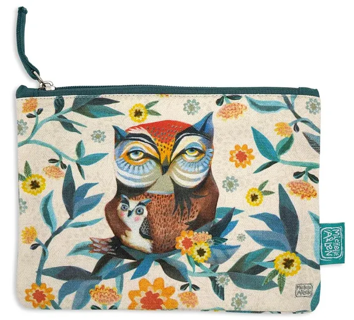 ALLEN DESIGNS Owl &amp; Owlet Cotton Pouch