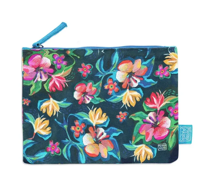 ALLEN DESIGNS Moody Flowers Cotton Pouch