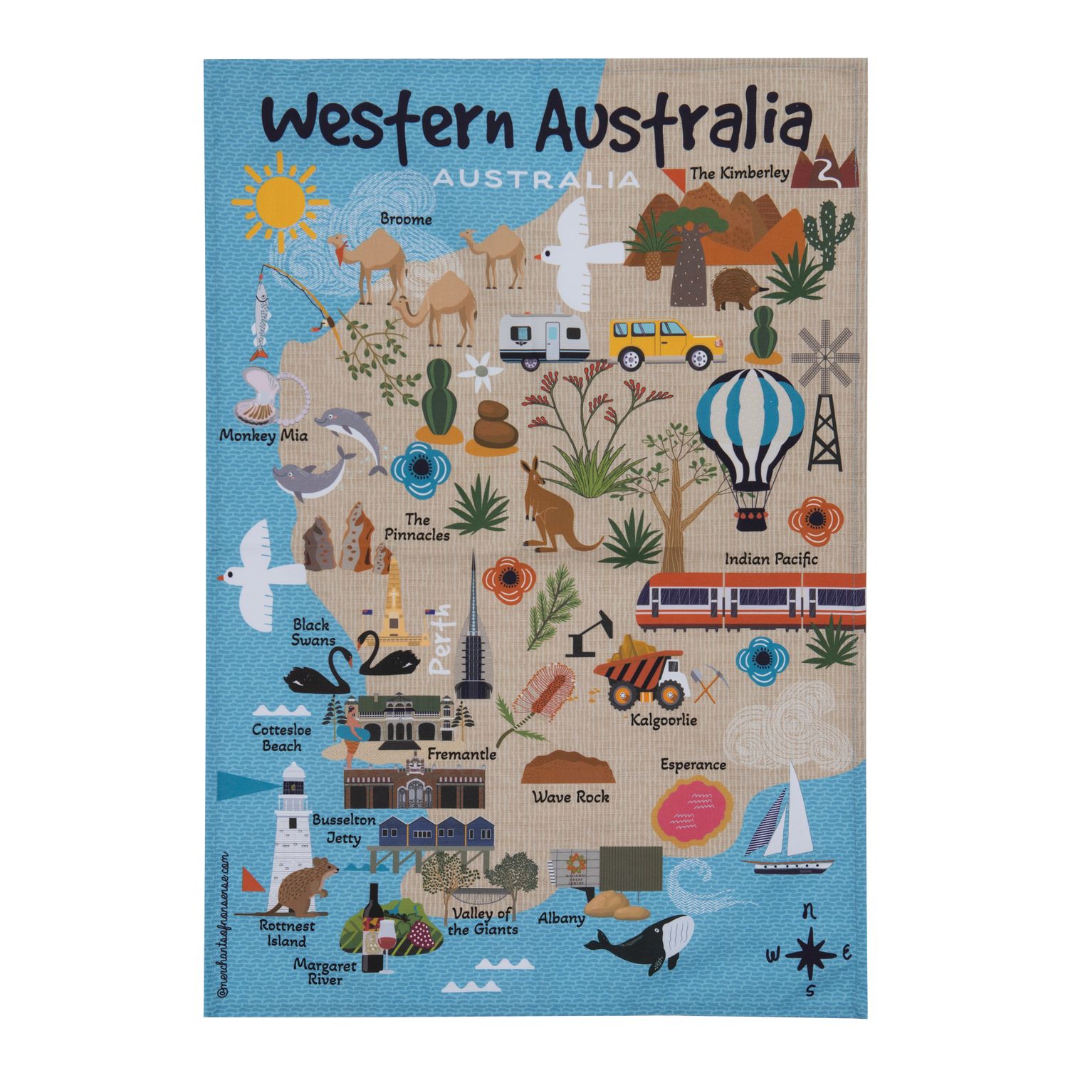 ASHDENE Land Down Under WA Kitchen Towel