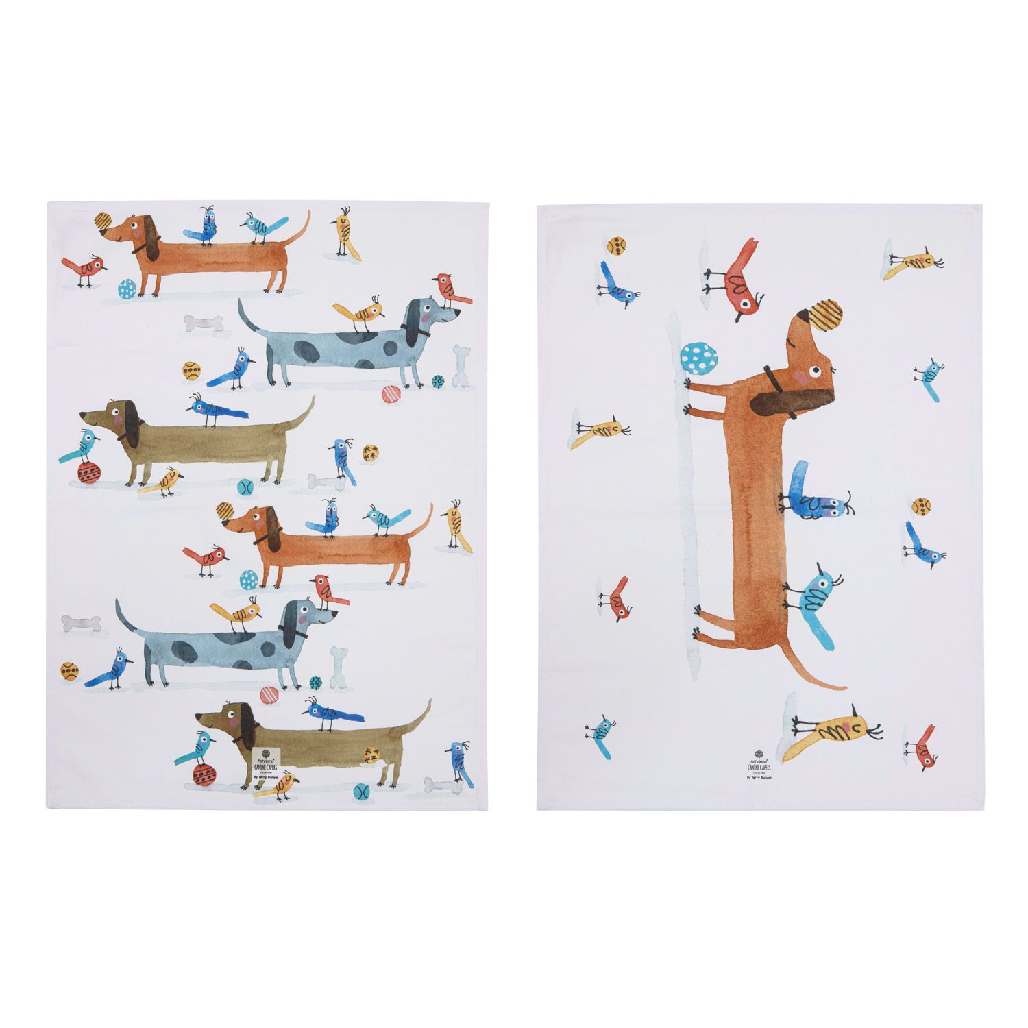 ASHDENE Canine Capers 2pk Kitchen Towel - Dachshund