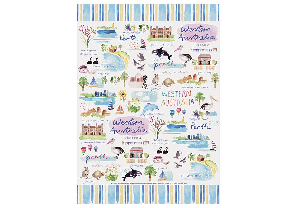 ASHDENE Australia Down Under Western Australia Kitchen Towel
