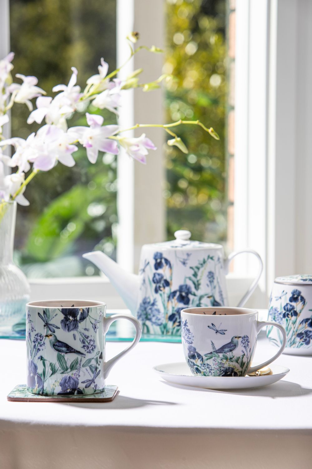 ASHDENE Iris Garden Cup &amp; Saucer - White