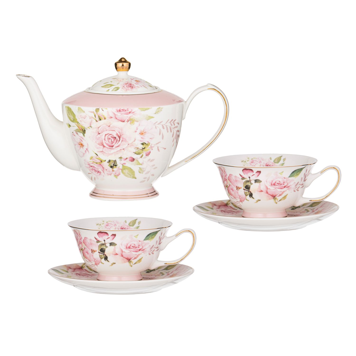 ASHDENE Isabelle Teapot &amp; 2 Teacup Set
