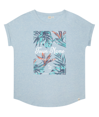 PACIFIC CREATIONS Women's T-Shirt - Paradise Tropics - Light Blue Marle, Size: 2XL