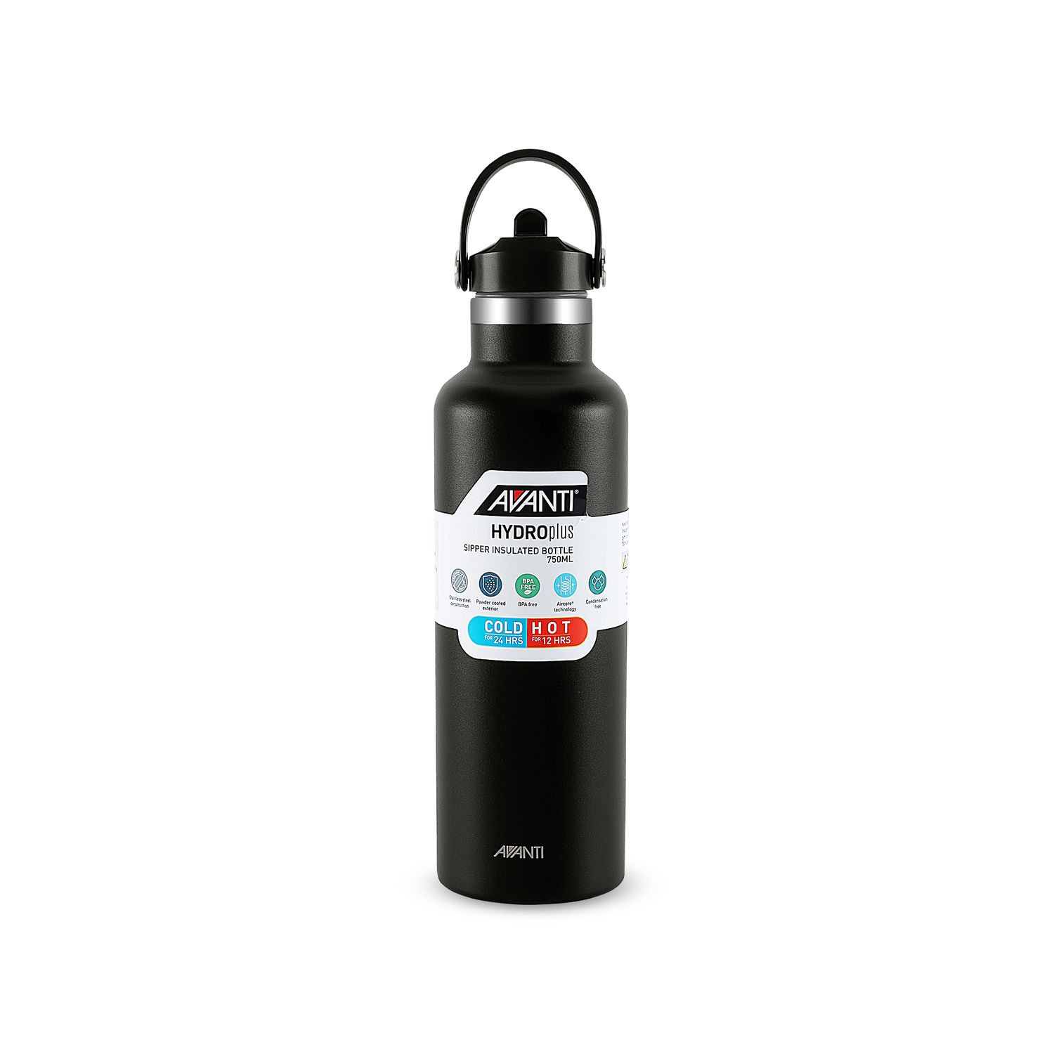 AVANTI HydroPlus Insulated Sipper Bottle 750ml - Black