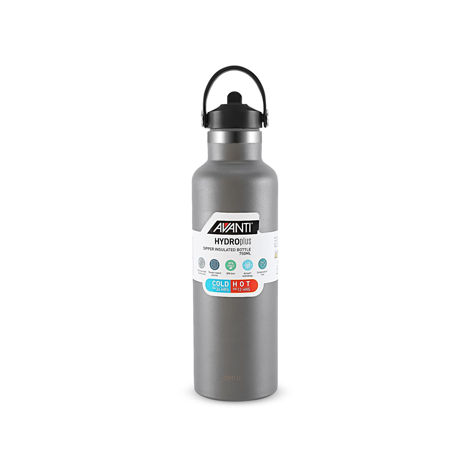 AVANTI HydroPlus Insulated Sipper Bottle 750ml - Platinum