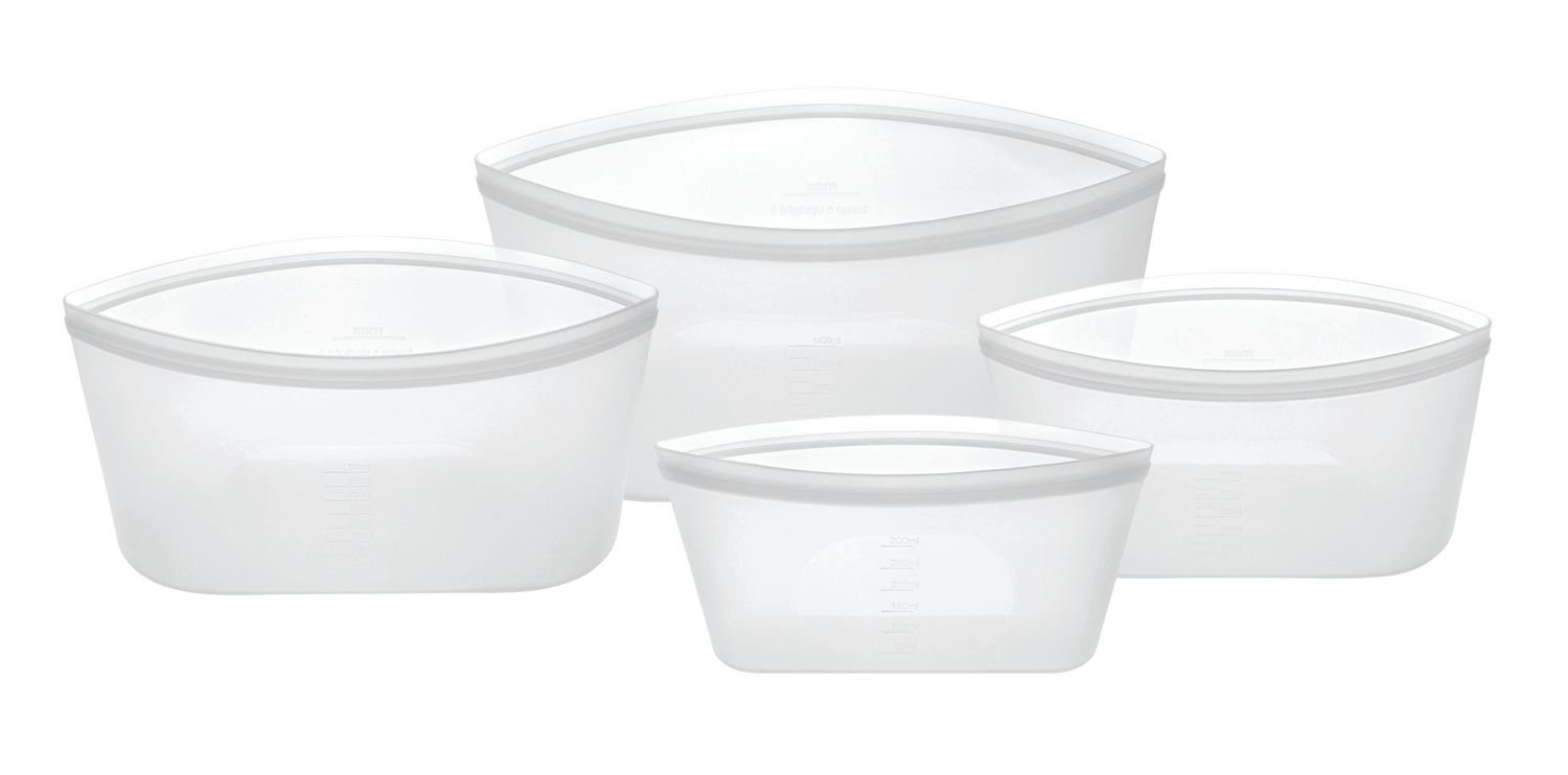AVANTI Pinch &amp; Lock Silicone Reusable Bags Set of 4 - White - Code 14799