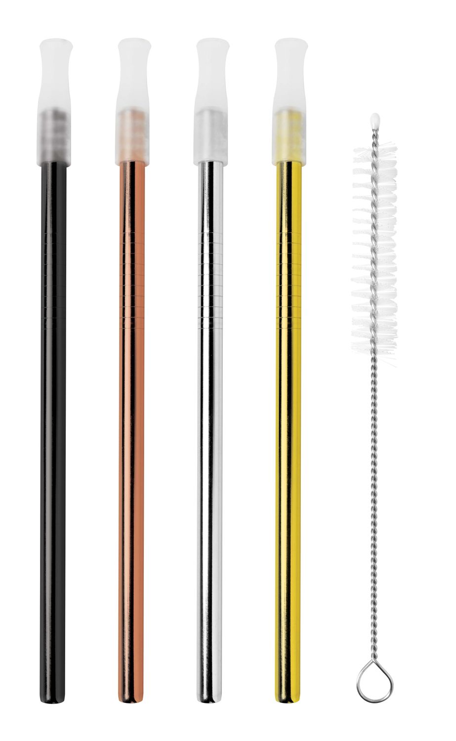 AVANTI Cocktail S/Steel Straws w Cleaning Brush - Set of 4