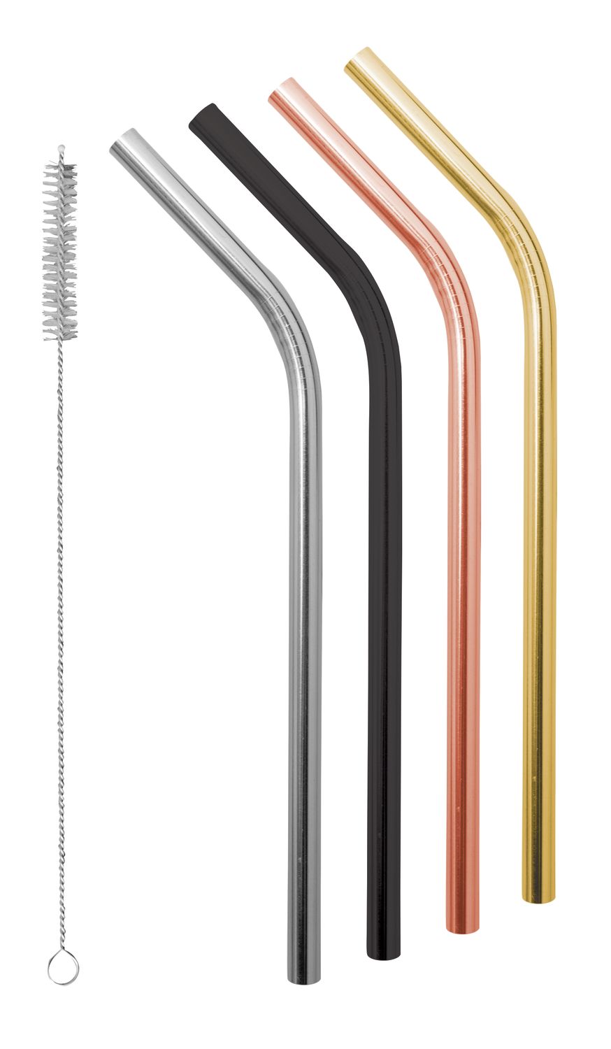 AVANTI Smoothie SS Straws w Cleaning Brsh Set 4 Precious Met