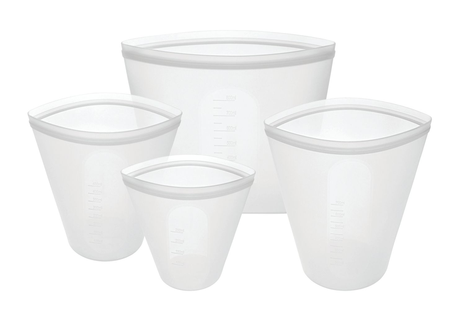 AVANTI Pinch &amp; Lock Silicone Reusable Bags Set of 4 - White - Code 14794