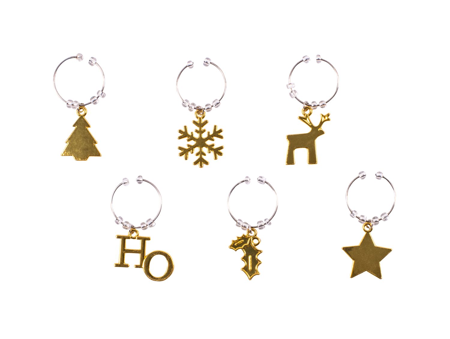 AVANTI Wine Charms Set of 6 - Golden Christmas