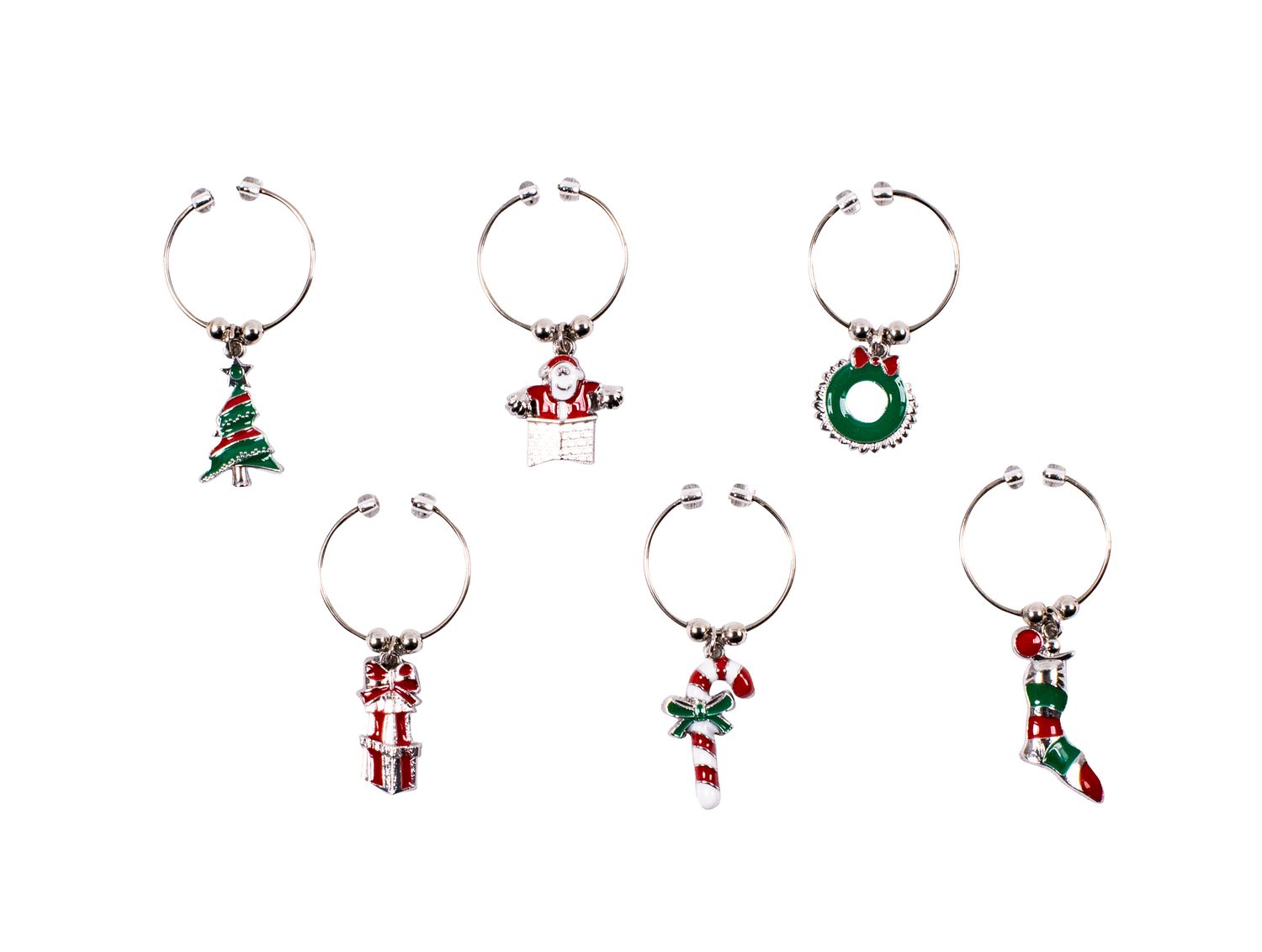 AVANTI Wine Charms Set of 6 - Enamelled Christmas