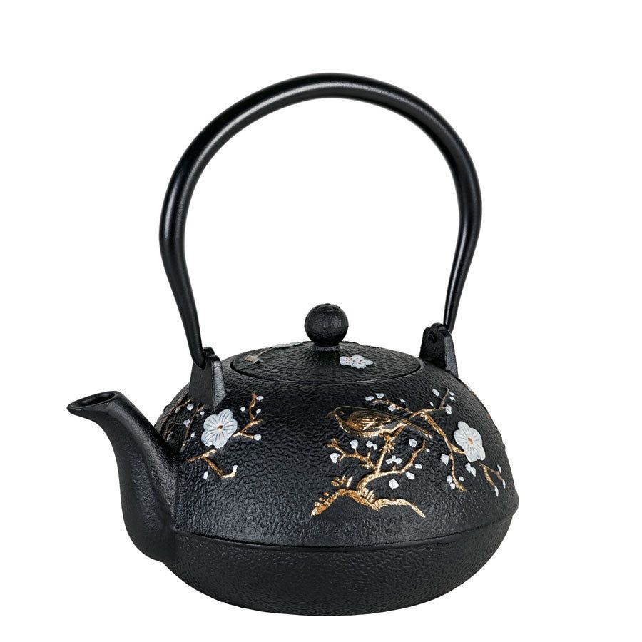 AVANTI Cherry Blossom Cast Iron Teapot 1.1L - Black