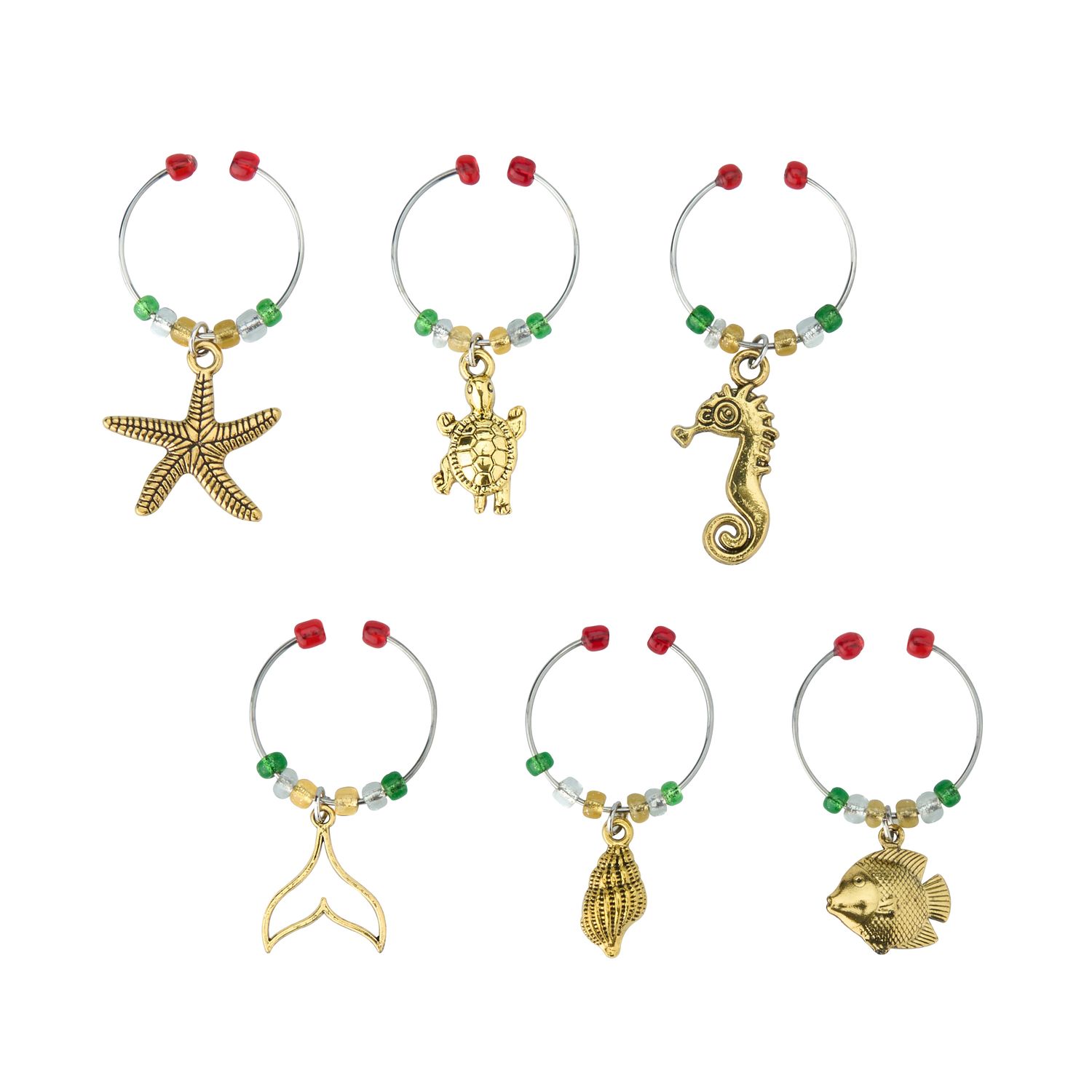 AVANTI Wine Charms, Set of 6 - Sealife